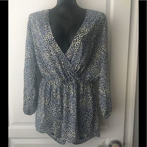 🟣 Ann & Grace Blue And Yellow Romper Size M